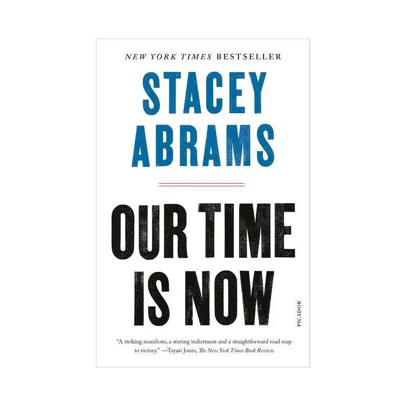 Book cover of Our Time Is Now by Stacey Abrams left at Amina's restaurant on Germantown Avenue Philadelphia